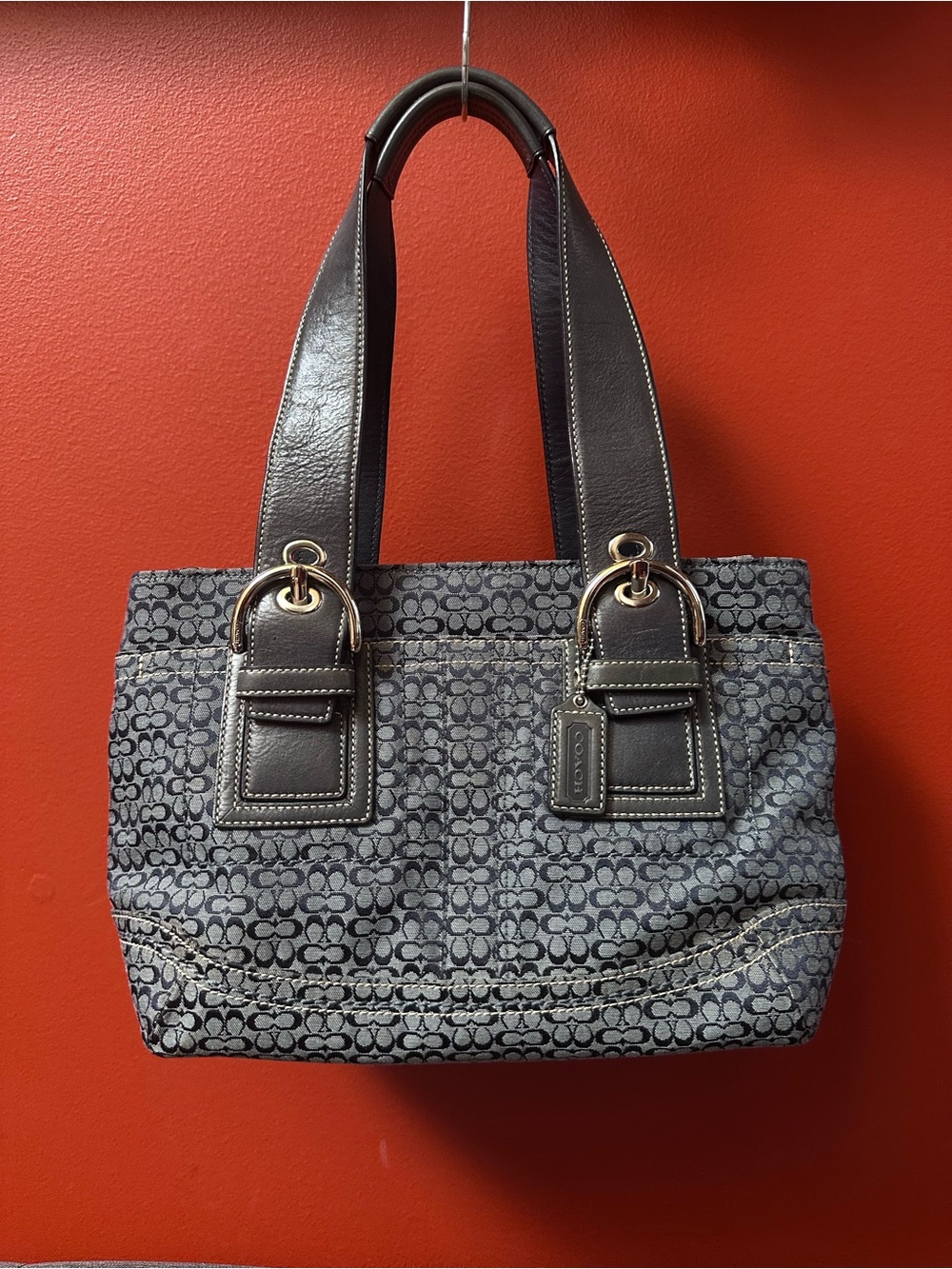 Vintage Coach SoHo Denim Signature Tote Style Bag E0885-F12310